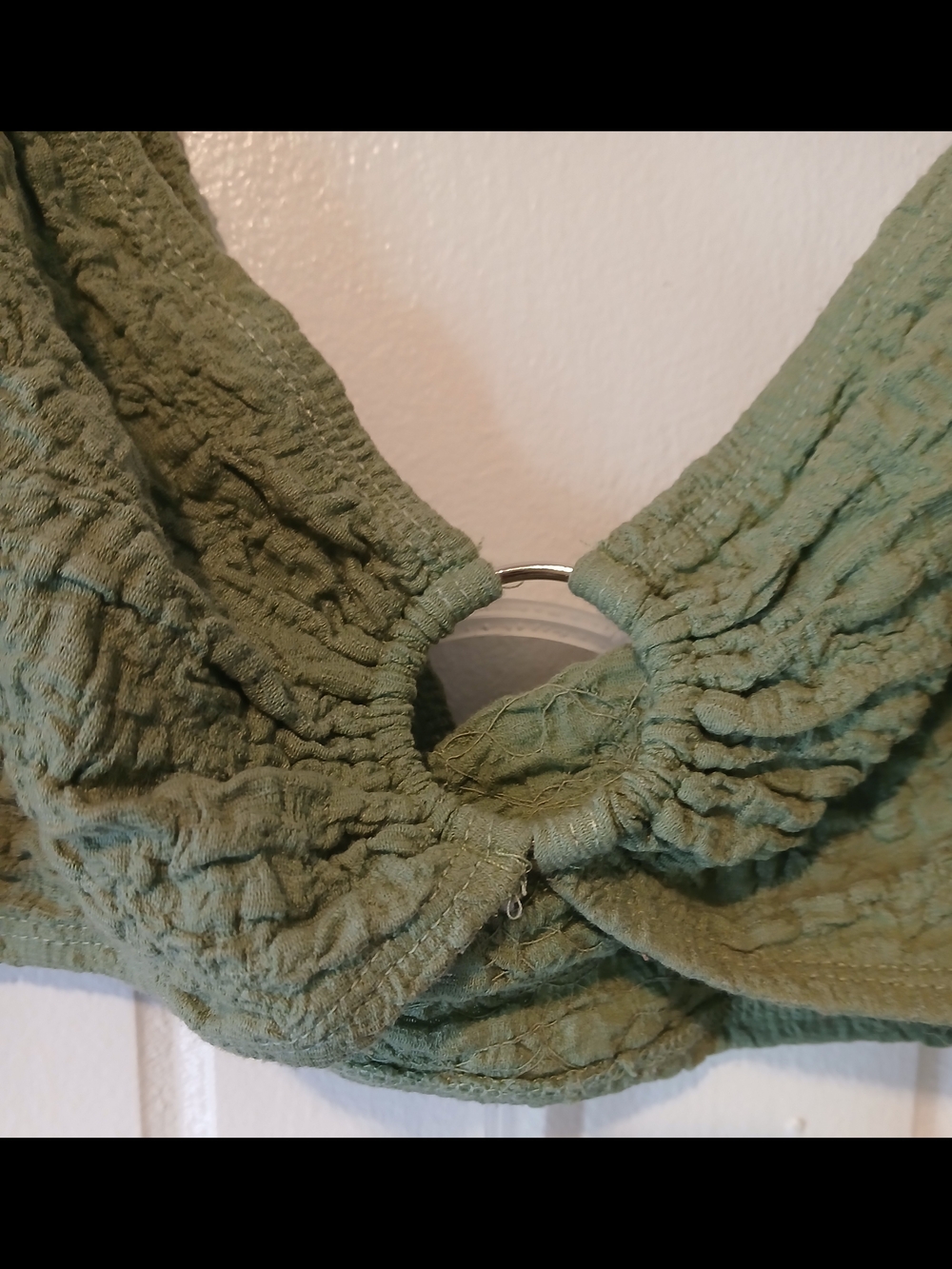 2 Piece- Crinkled Olive Green Wrap Skirt Set - Women's Maxi - Picture 3 of 3